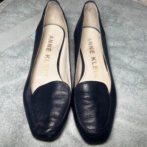 Anne Klein Navy Leather Loafers